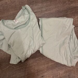 LAKE Pajama Set Size XS Green and White Stripe